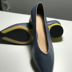 New leather woman low heel pump shoes